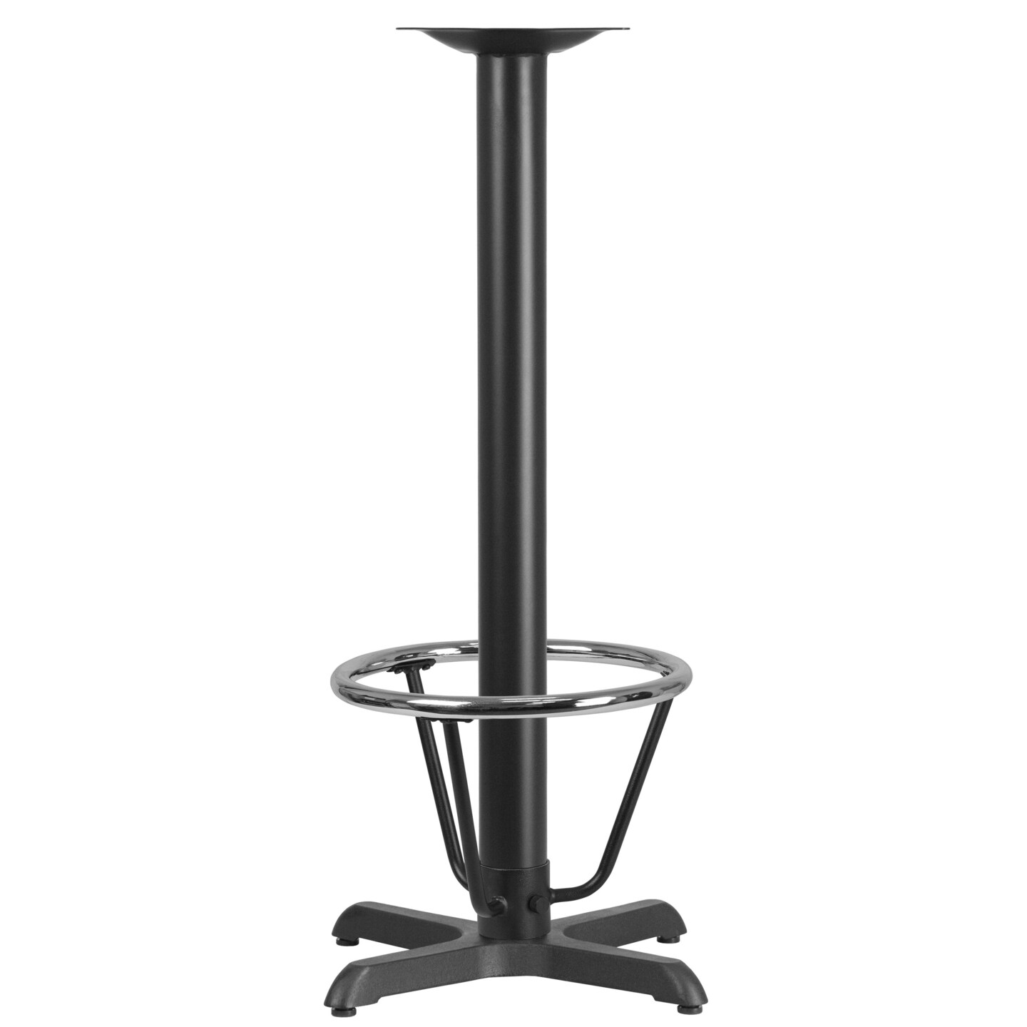 Emma and Oliver 22'' x 22'' Restaurant Table X-Base with 3'' Dia. Bar Height Column and Foot Ring