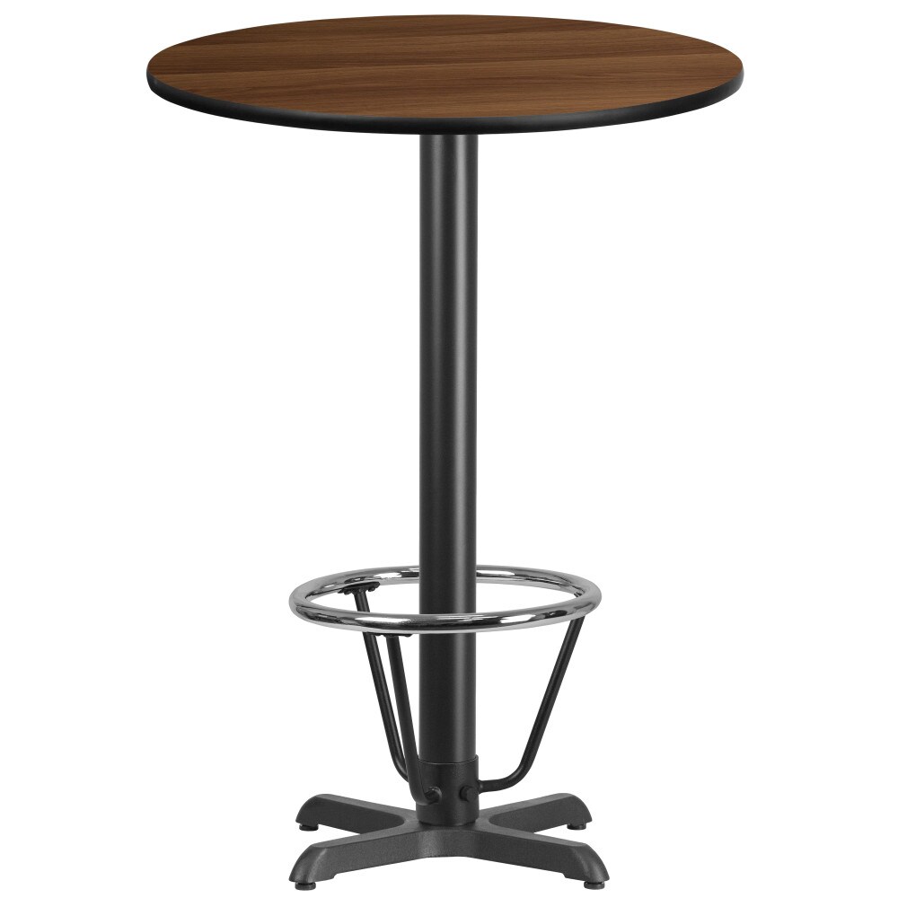 Emma and Oliver 30" Round Laminate Bar Table with 22"x22" Foot Ring Base