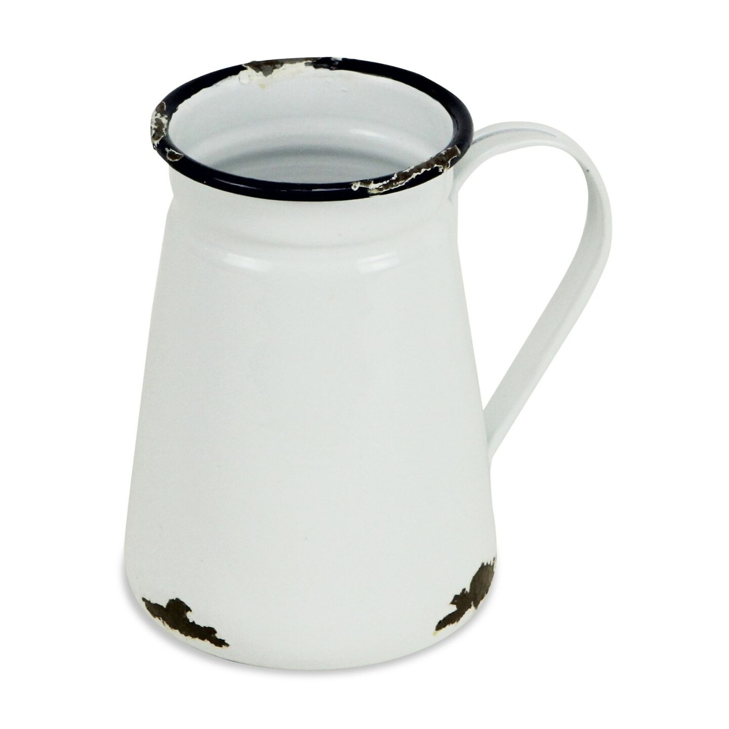 Contemporary Home Living 6.25" White and Blue Solid Cylindrical Jug with Side Handle