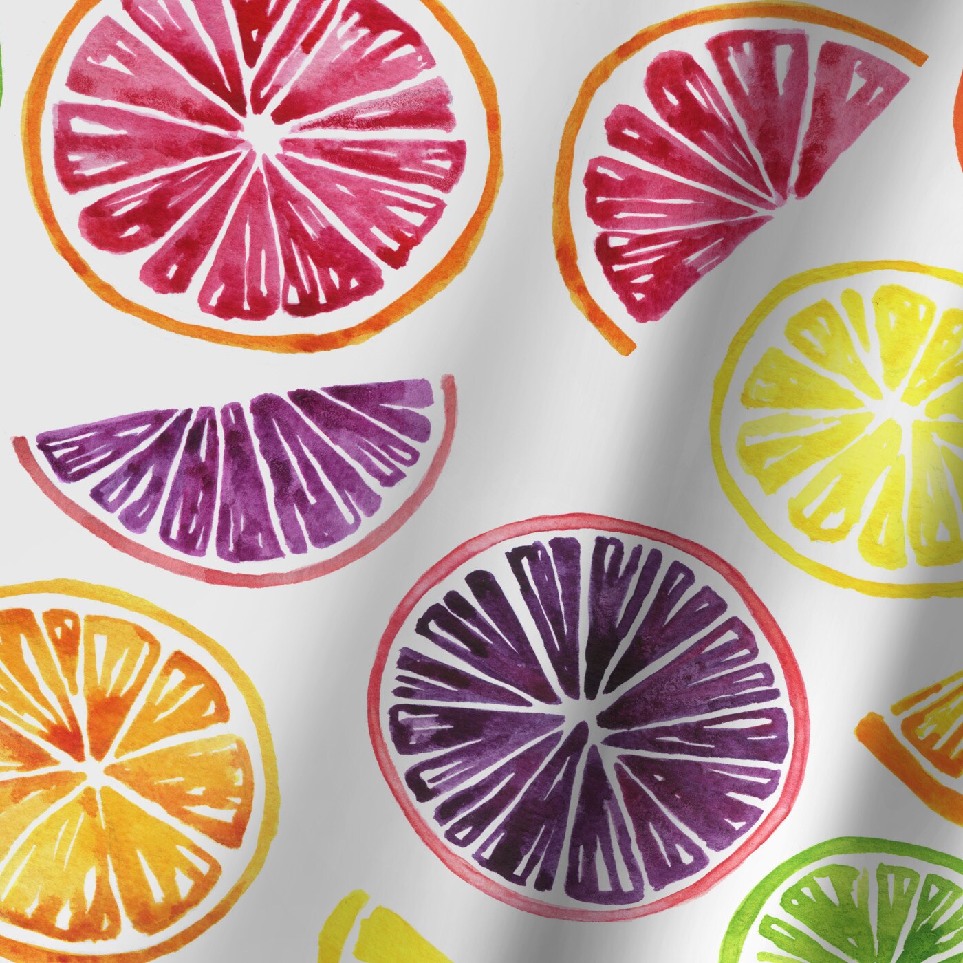Citrus Wheels Repeat Tile Colorful White by Sam Nagel Blackout Rod Pocket Single Curtain Shade Panel 50x84