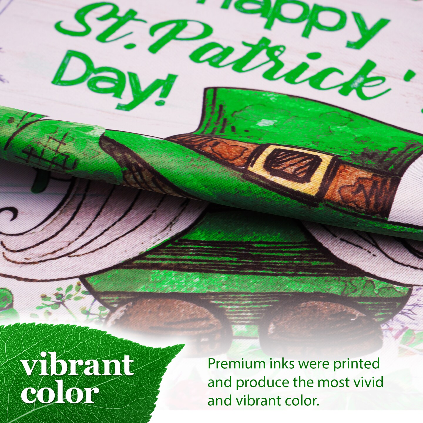 G128 Garden Flag Happy St. Patrick's Day Leprechaun Gnome 12"x18" Blockout Fabric