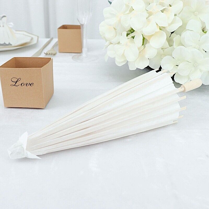 4 White 16 in Paper Parasol Decorative Umbrellas