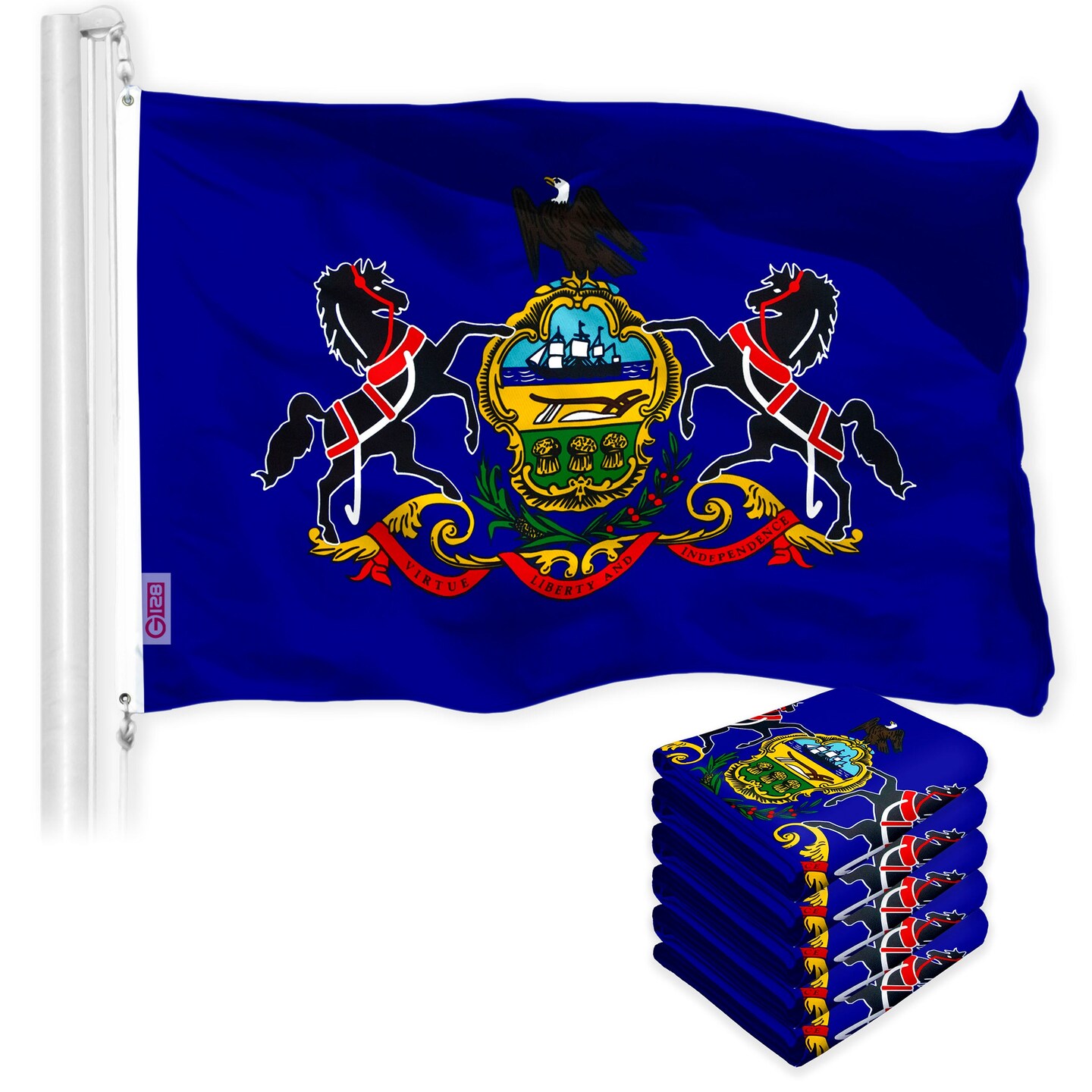 Pennsylvania PA State Flag 3x5 Ft 5-Pack 150D Printed Polyester By G128 ...