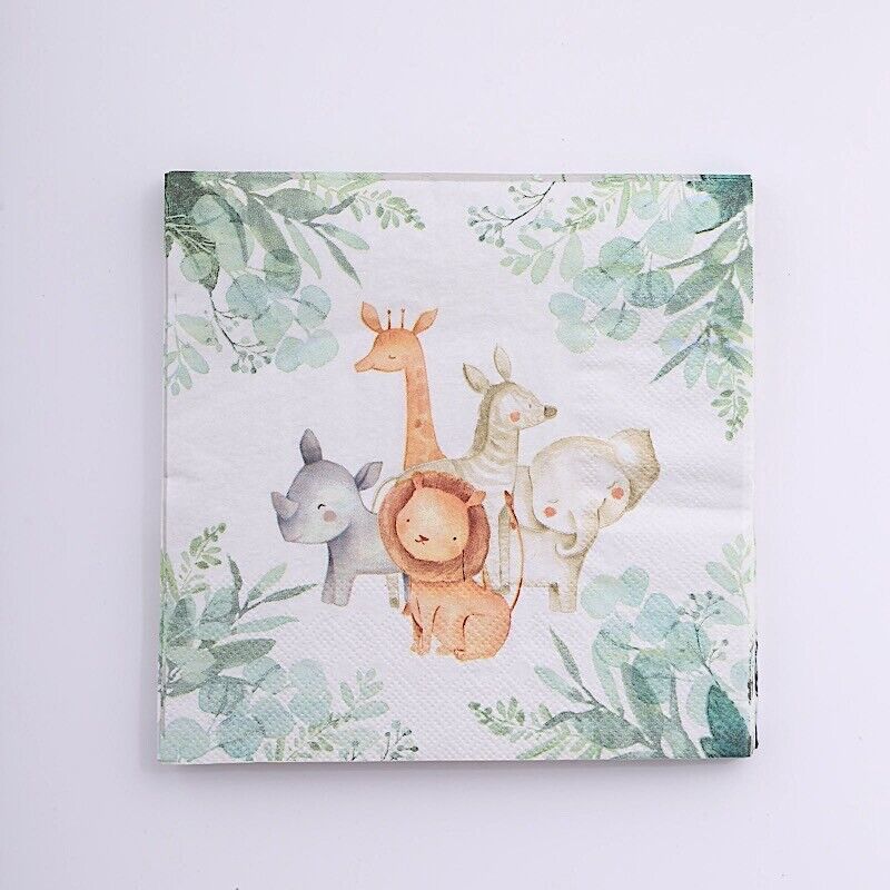 20 Assorted 13x13 in Dinner Paper NAPKINS Safari Animal Design