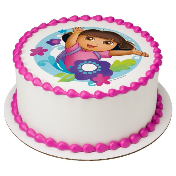 Dora the Explorer™ Flowers Edible Cake Topper Image - 7.5" Round