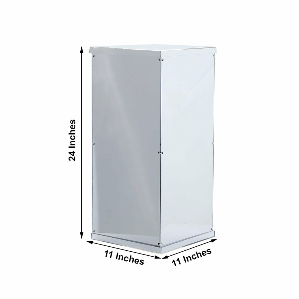 24-Inch tall Silver Mirror DISPLAY BOX CENTERPIECE Party