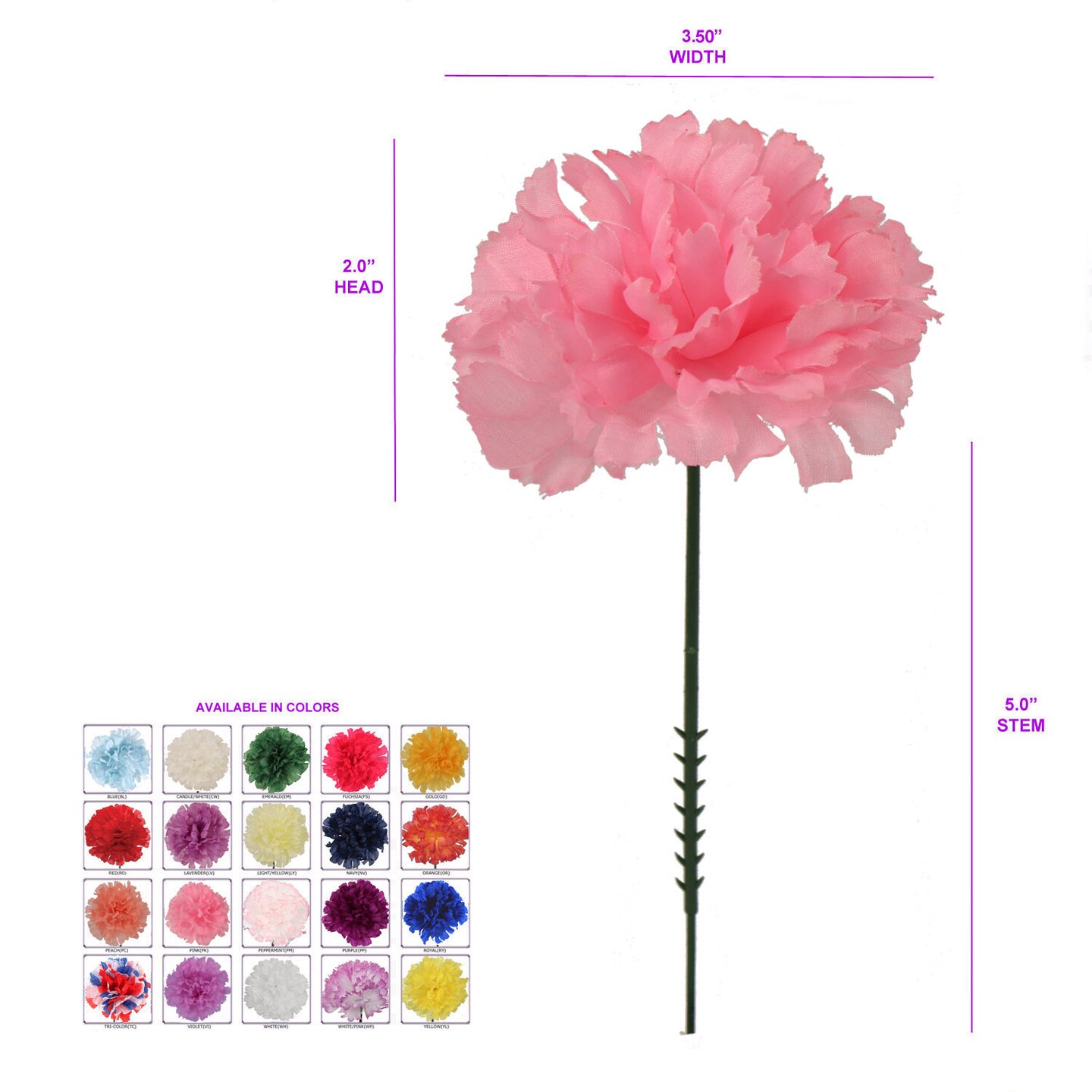 100-Pack: Pink Carnation Picks, 5&#x22; Stems, 3.5&#x22; Wide, Floral Home by Artificial Flowers