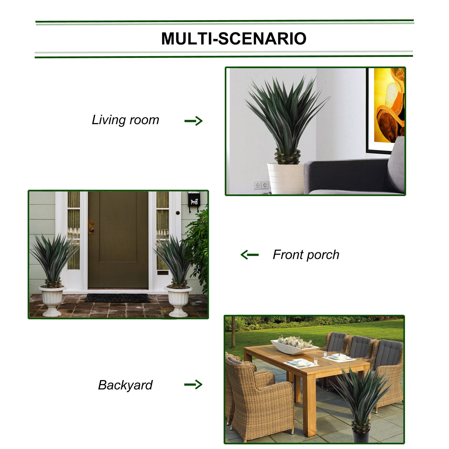 36&#x22; Artificial Agave Plants 2-Pack - Realistic Succulent D&#xE9;cor, Indoor/Outdoor Use, Home &#x26; Office Accents - Year-Round Style, Floral Home by Artificial Flowers