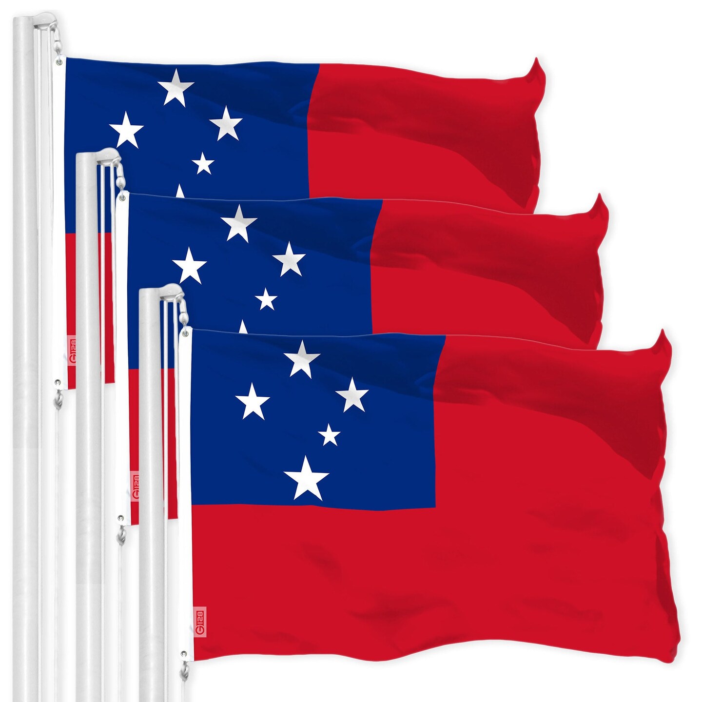 G128 3 Pack: Samoa Samoan Flag | 3x5 Ft | LiteWeave Pro Series Printed 150D Polyester | Country Flag, Indoor/Outdoor, Vibrant Colors, Brass Grommets