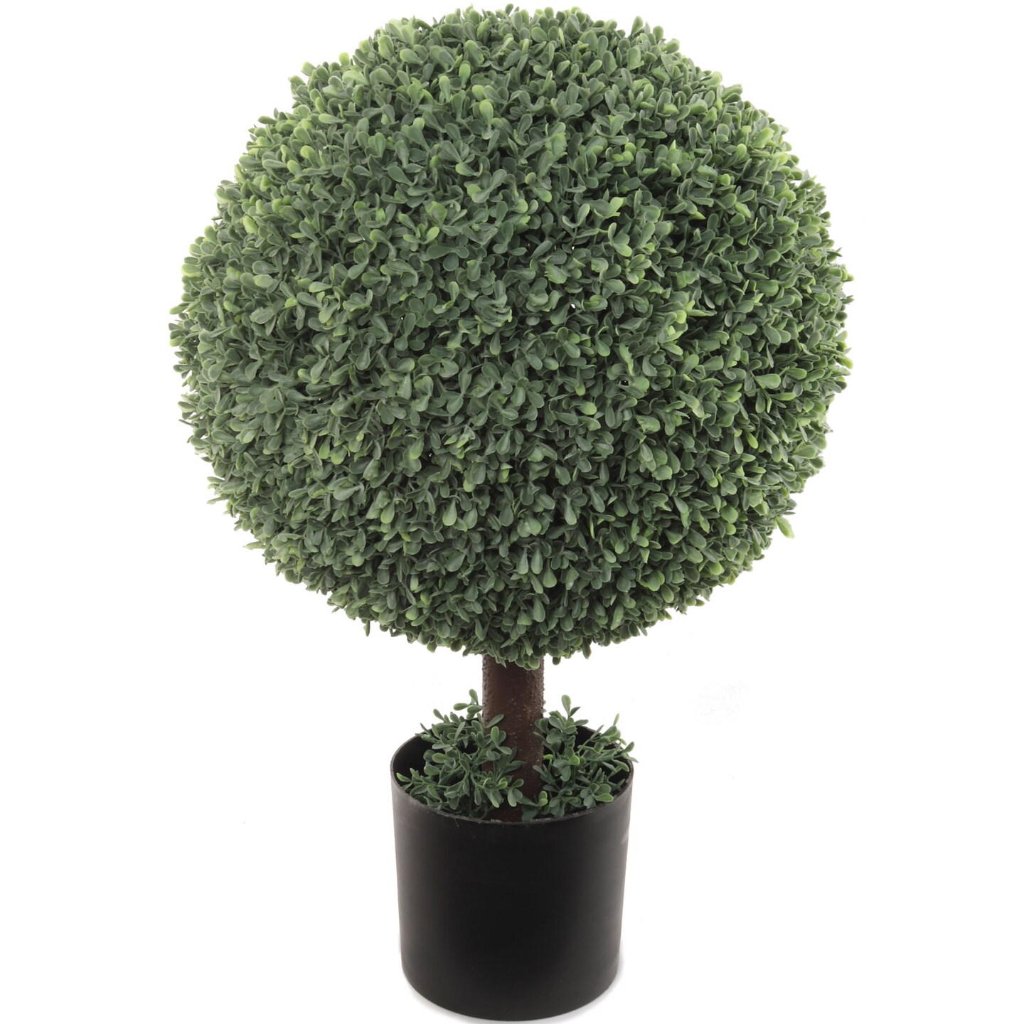 25" Artificial Boxwood Ball Topiary Tree - Lifelike Design in Black Planter, Ideal for Home, Office & Outdoor Decor - All-Season Greenery, Floral Home by Artificial Flowers