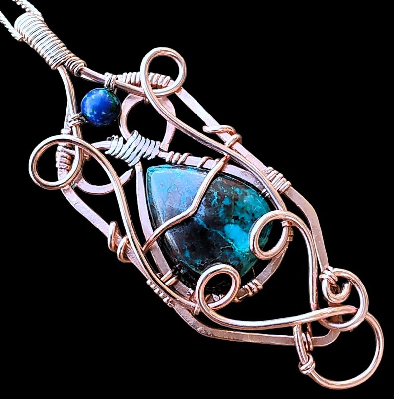 vintage jewelryえす Extremely Rare Chrysocolla Azurite Copper Elven Elvish Victorian