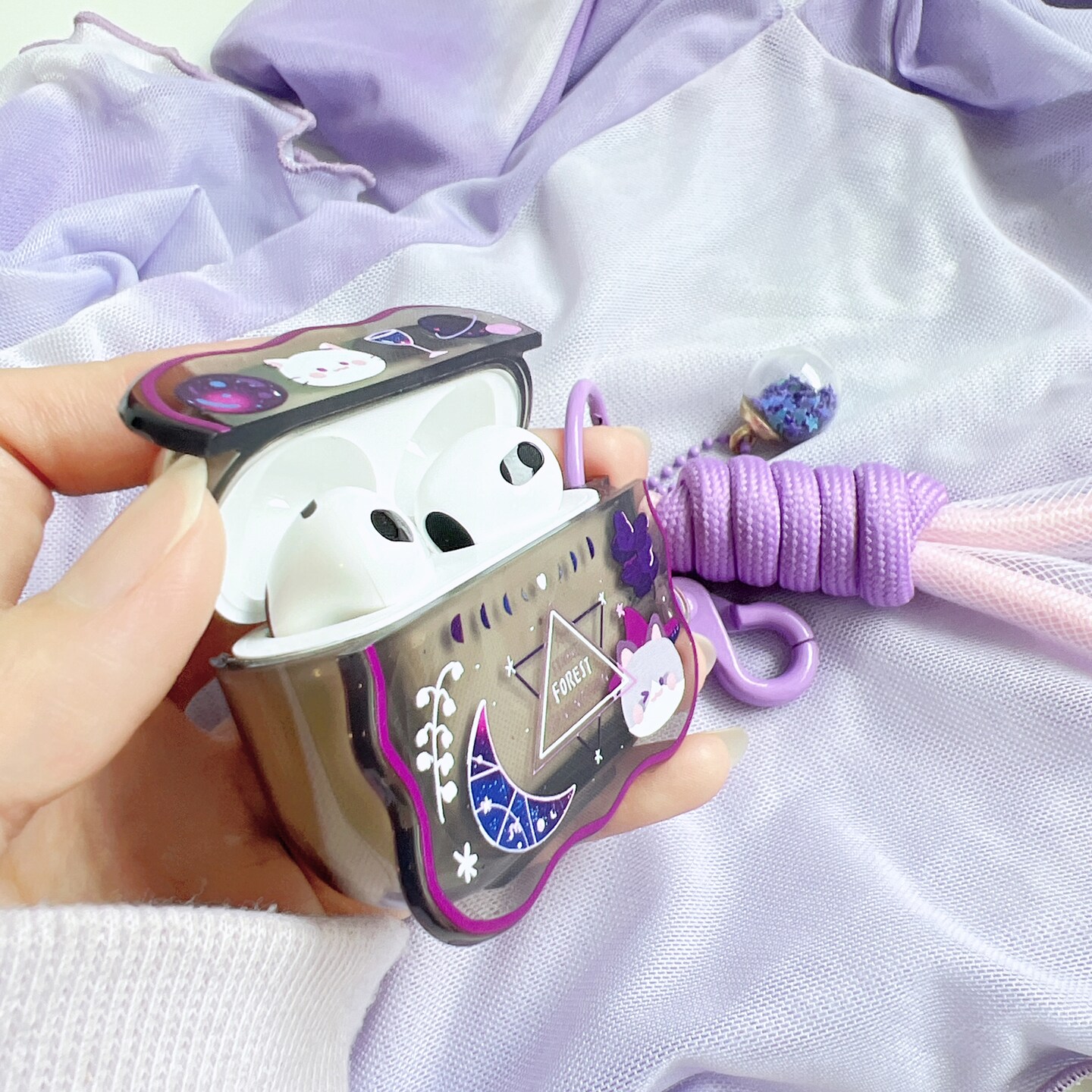 Starry Forest Cat Divination Case for AirPods 1 2 3 pro pro2