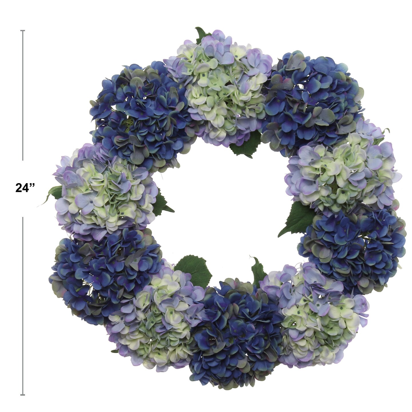 Mixed Blue Hydrangea Wreath: 24&#x22; Wide, Grapevine Ring By Floral Home&#xAE;