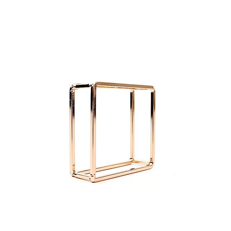 4 Gold Metallic Square Geometric Cube Dinner NAPKIN RINGS