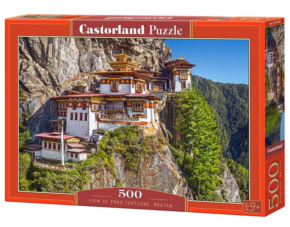 500 Piece Jigsaw Puzzle, View of Paro Taktsang, Tiger&#x27;s Nest, Puzzle of Bhutan, Himalayan Mountain Puzzle, Bhutan, Adult Puzzles, Castorland  B-53445