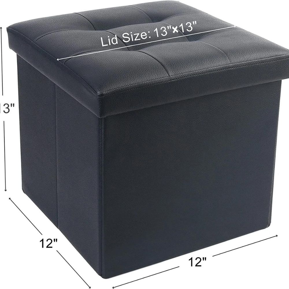 Faux Leather Folding Storage Footstool Ottoman Bench Footrest Box Seat