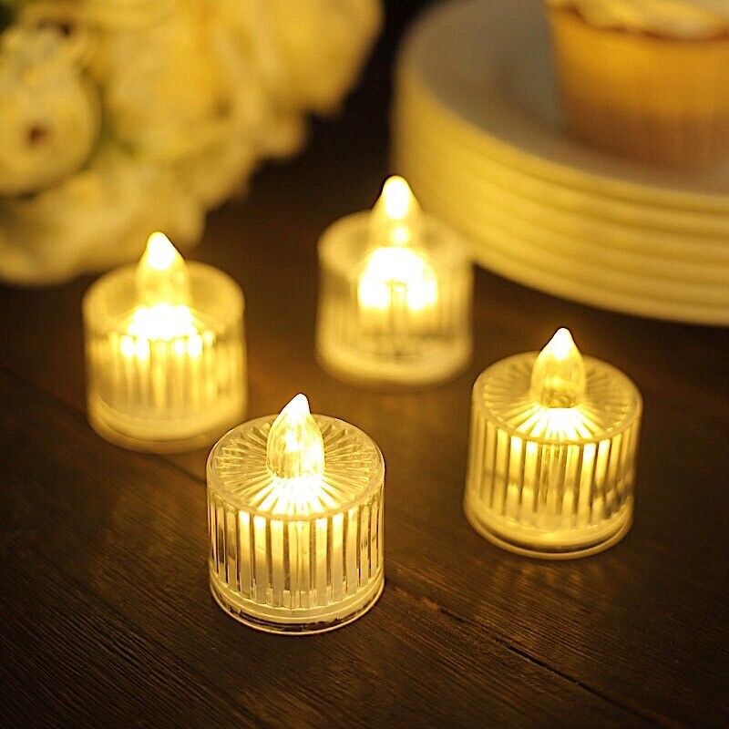 12 Clear 2 in Battery Operated LED Tealight CANDLES