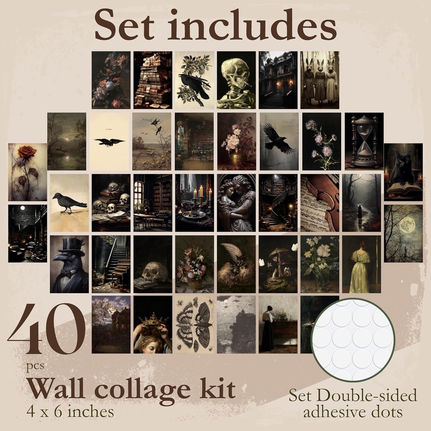 Vintage Dark Academia Wall Art Prints 40 Pieces