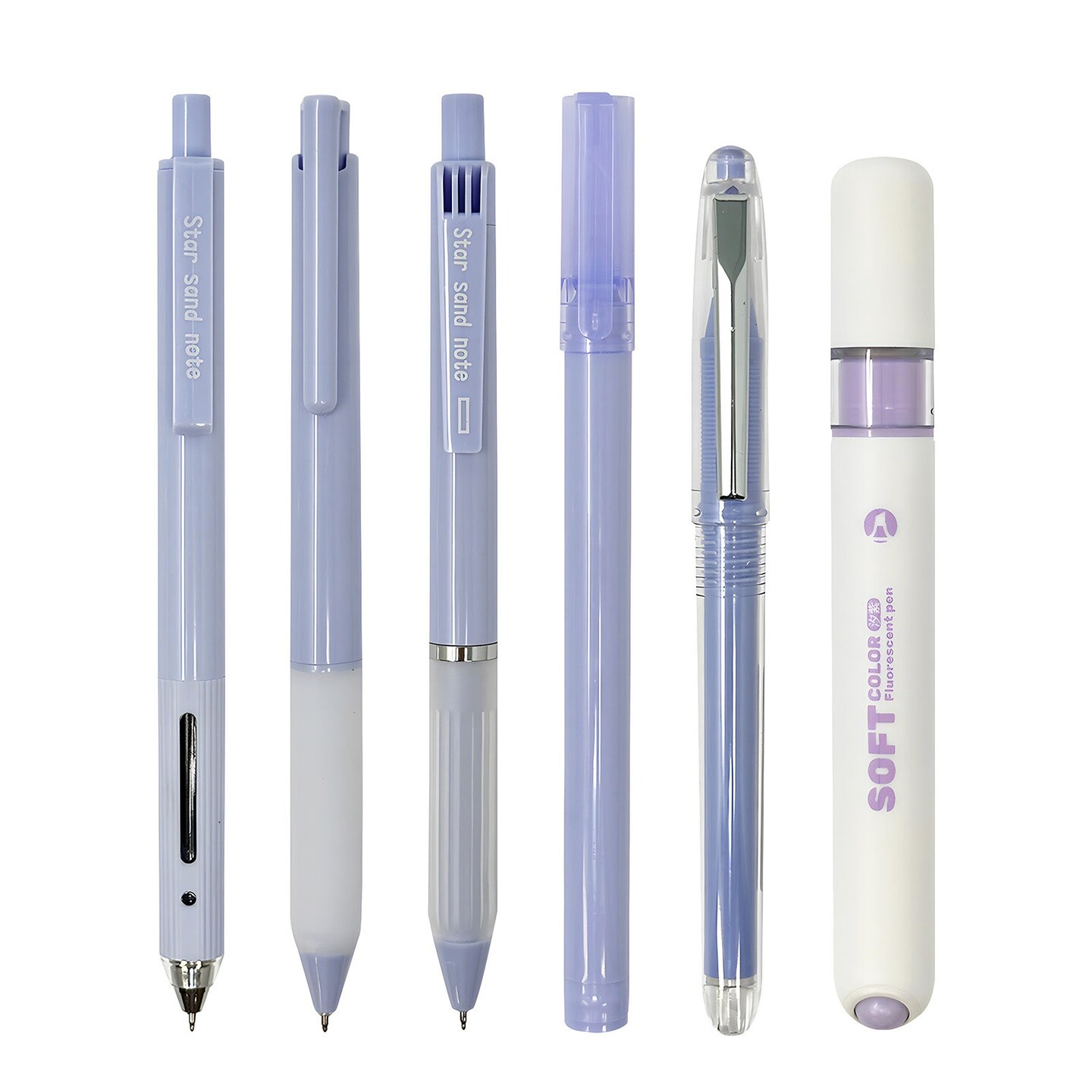 Wrapables 5 Gel Pens + 1 Highlighter Writing Set, 0.5mm Black Ink Pens, for Bible Studies, Journaling, Home and Office, Purple