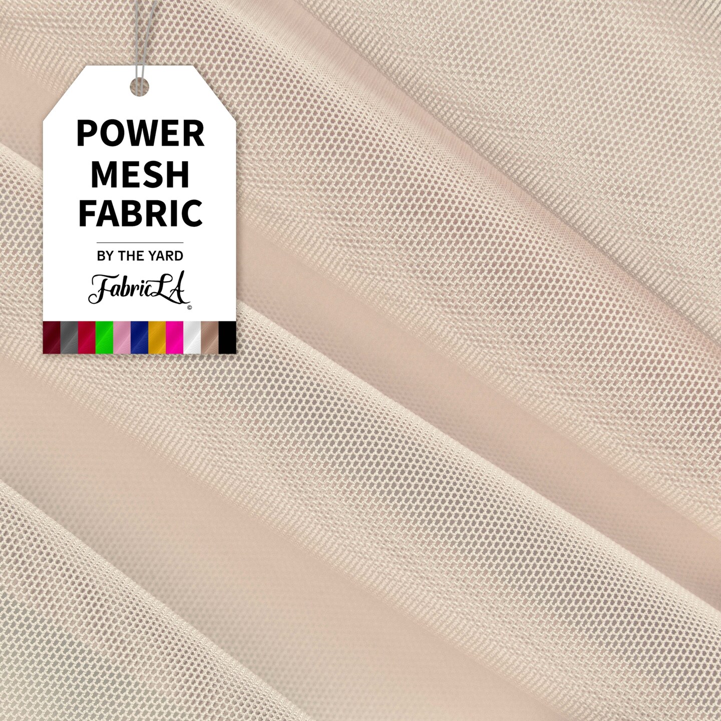 FabricLA Power Mesh Fabric | 4-Way Stretch Nylon Mesh Fabric | Lightweight Sheer Nylon Spandex Stretch Mesh Fabric | 60&#x22; inch Wide