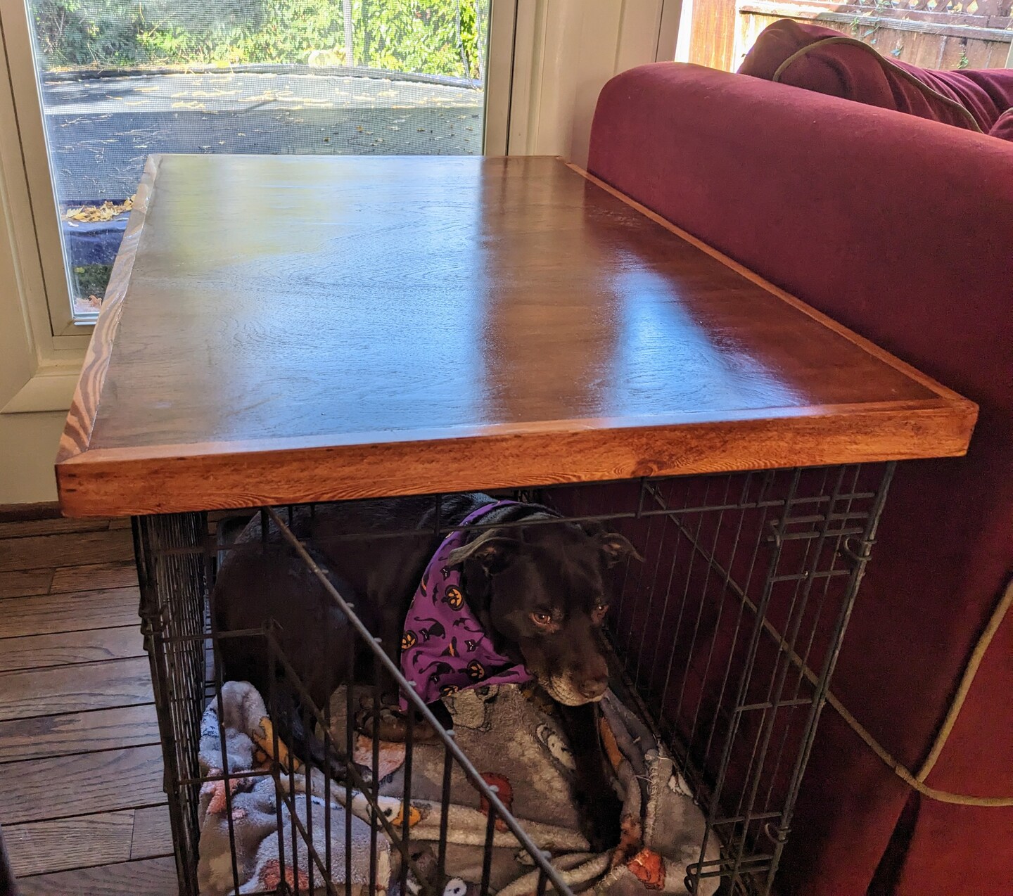 Custom Wooden Dog Crate Topper: Personalized Pet Kennel Cover ...