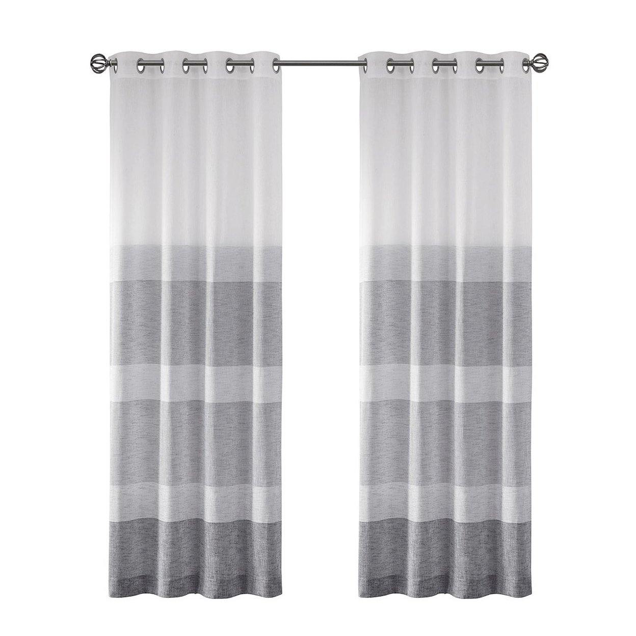 Gracie Mills   Christa Contemporary Striped Faux Linen Sheer Window Panel - GRACE-9169