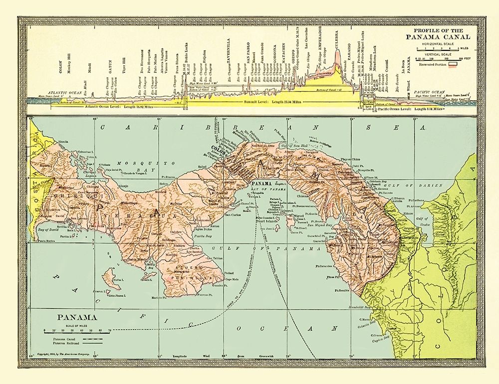 Profile of Canal Panama Central America - 1904 Poster Print by Unknown Unknown # ITPA0014