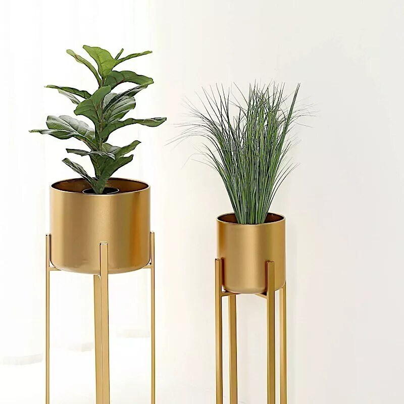 GOLD 2 Metal Planter Stand Decorative Indoor FLOWER POTS