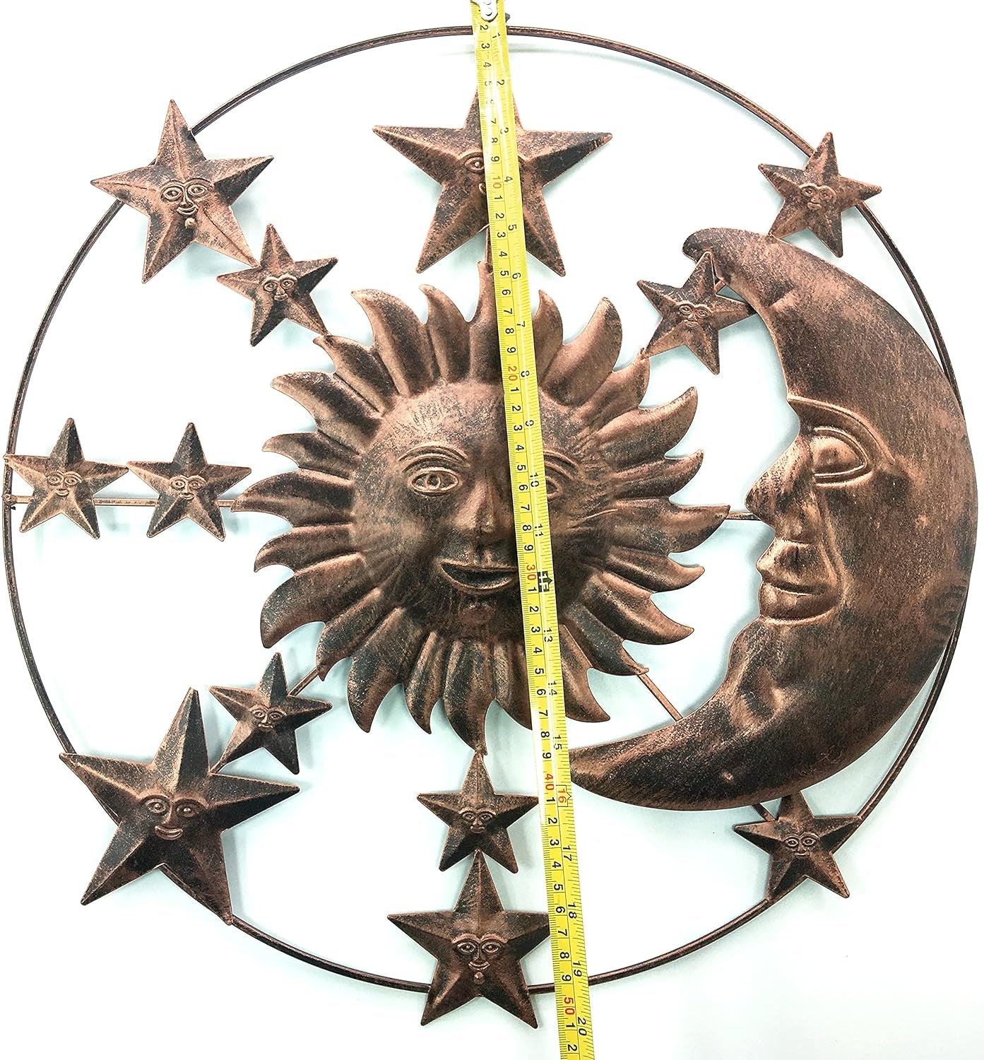 Metal Wall Art Rustic Iron Modern Contemporary Sun Moon Stars Celestial Indoor Living Room Outdoor Garden Patio 3D Hanging Sculpture Home Decor 20 Inch