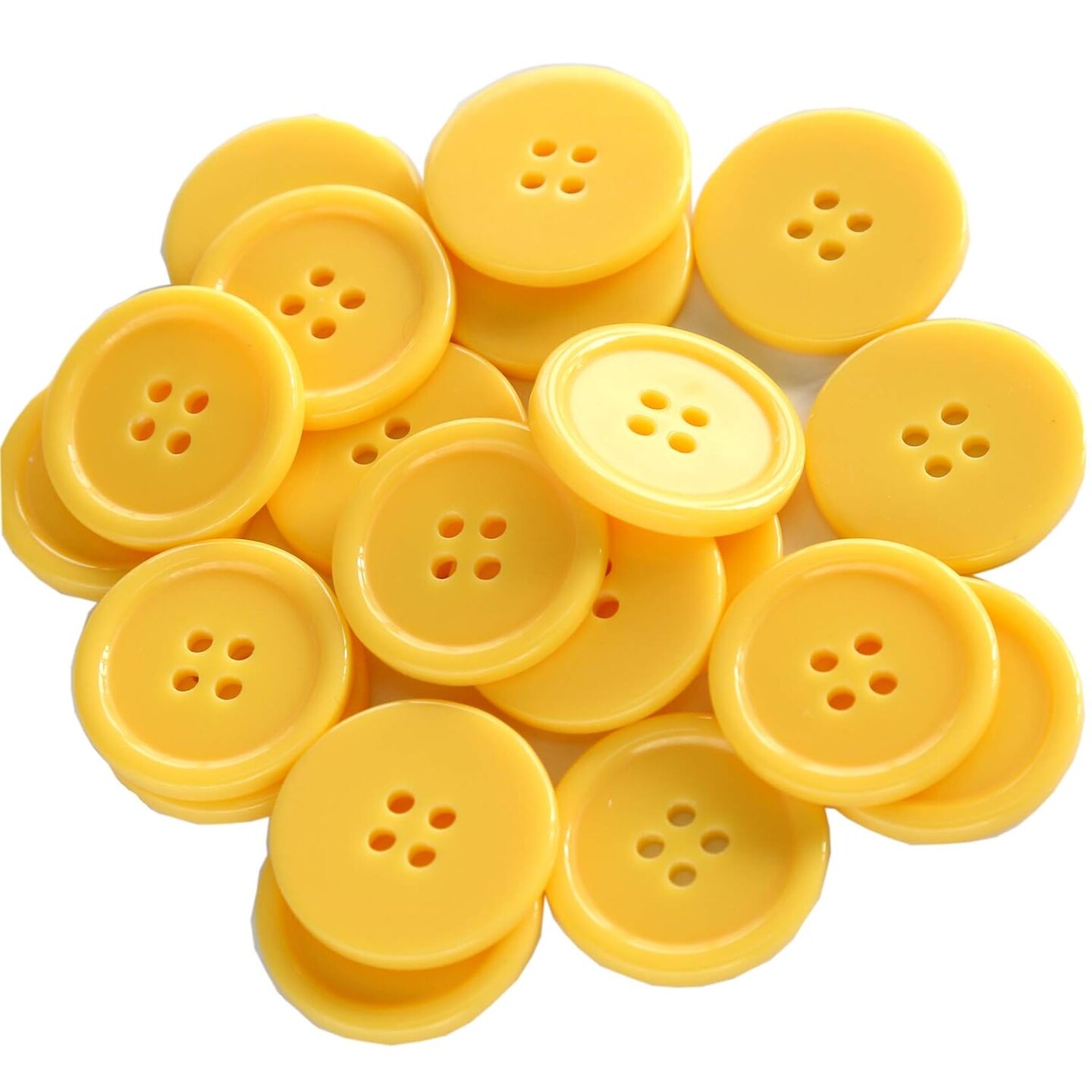 1 Inch (25mm) Yellow Buttons Sewing Flatback Button for Sewing or DIY Crafts Pack of 50