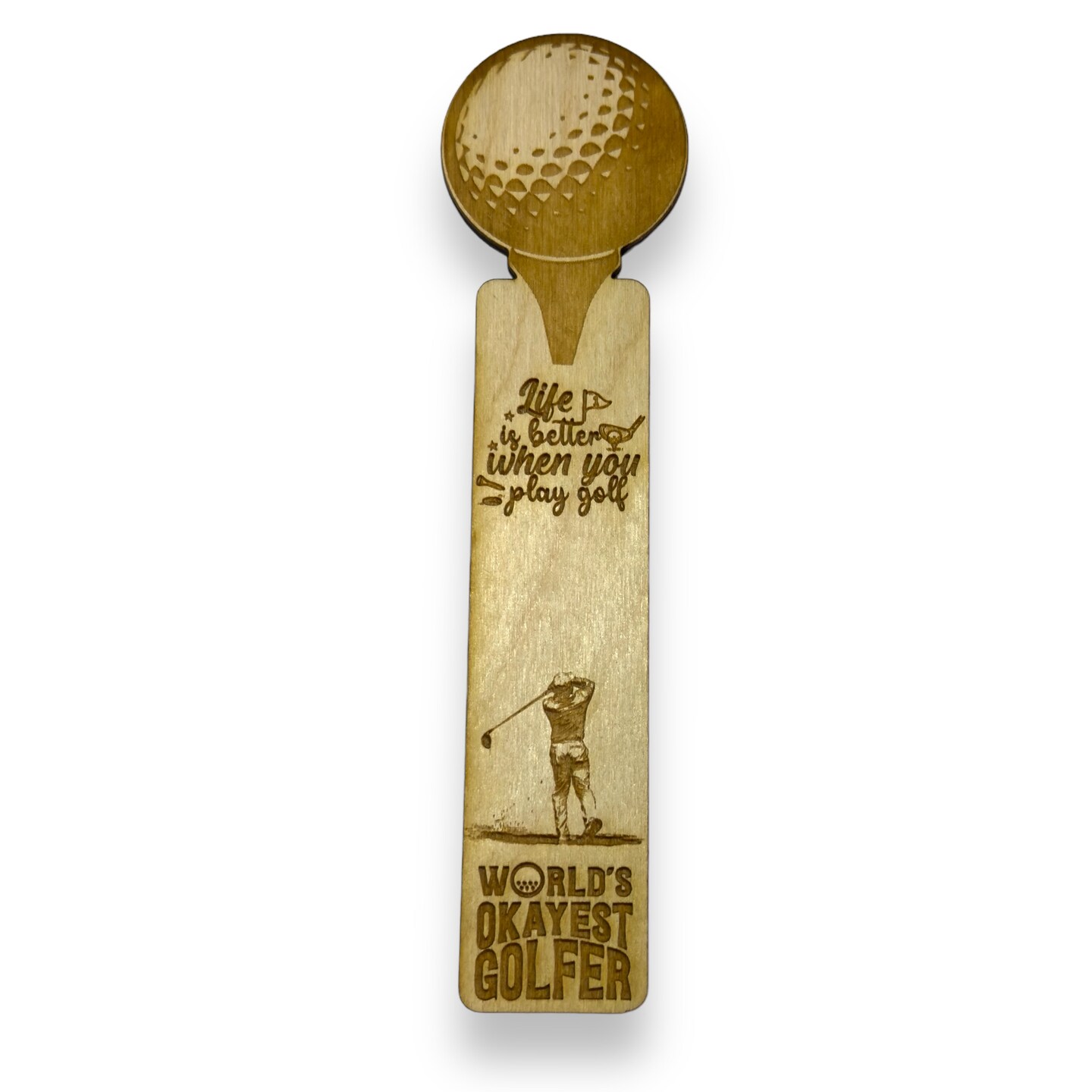 Bookmark - Worlds okayest golfer - birch wood Bookmark - Worlds okayest golfer - birch wood