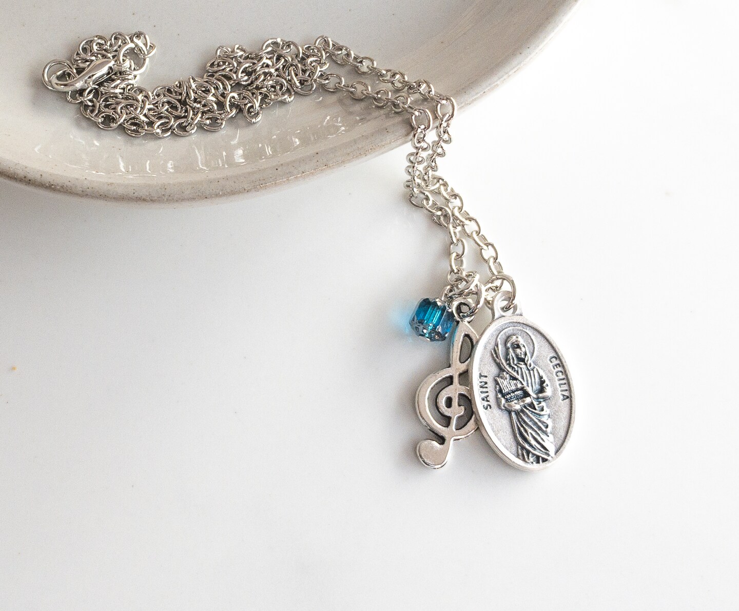 St Cecilia Necklace- Gift for Music Lovers - Catholic Jewelry St Cecilia Necklace- Gift for Music Lovers - Catholic Jewelry