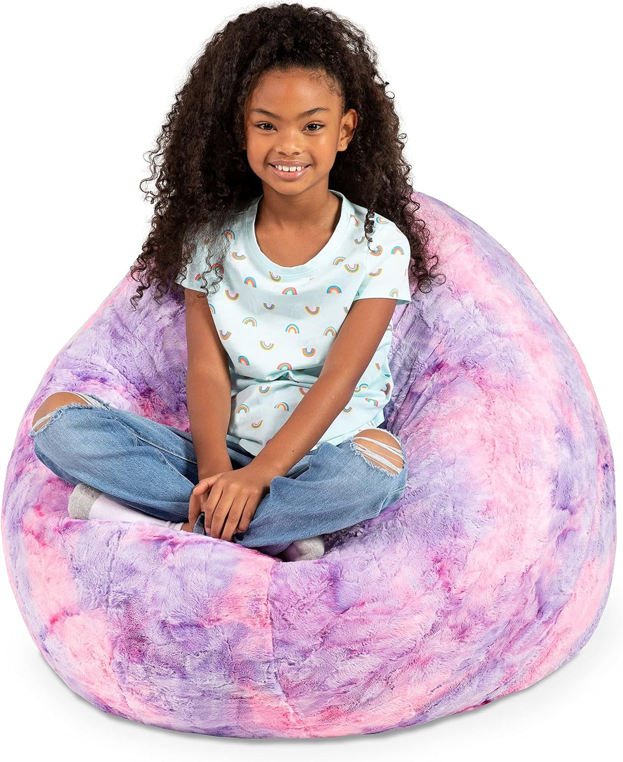 Cocoon 4 Foot Bean Bag Chair - Faux Fur, Unicorn Pink