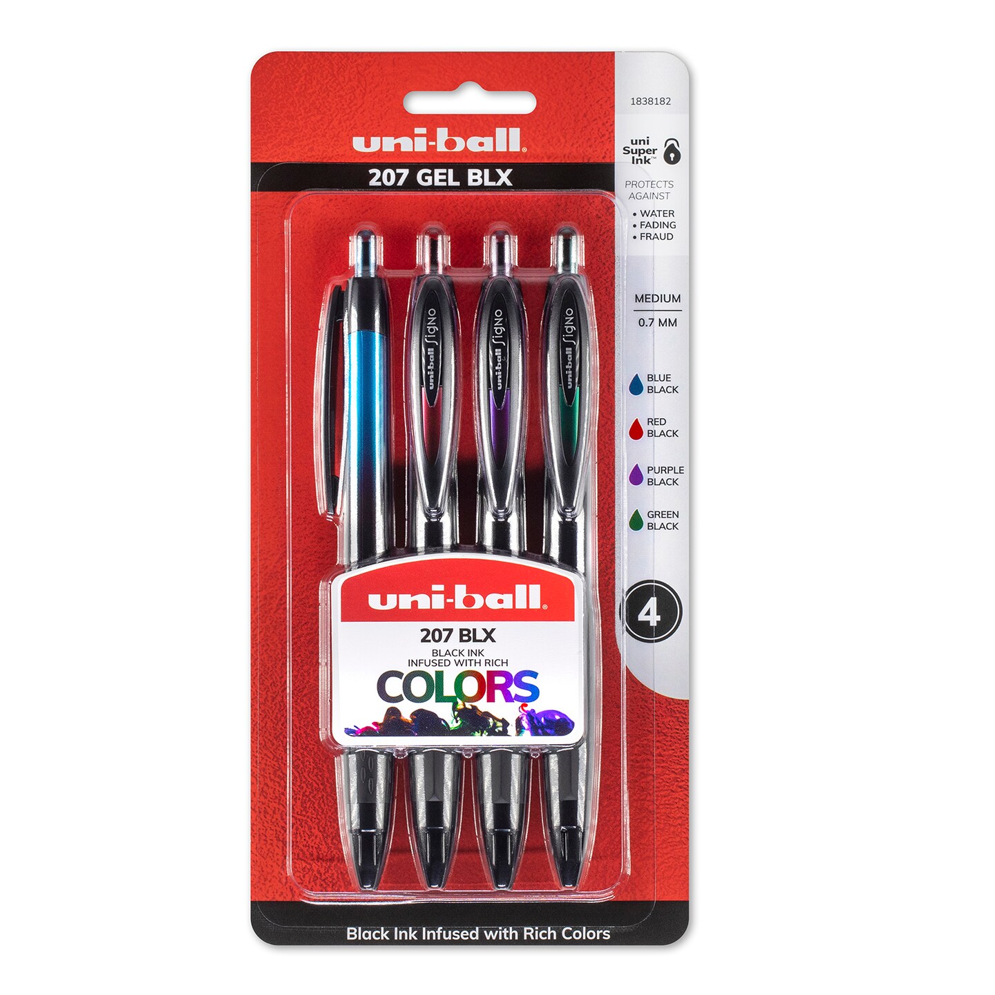 uni-ball Signo 207 BLX Pen Set, .7mm, 4-Colors