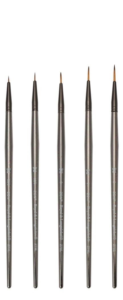 Royal Brush Zen Series 73 Synthetic All Media Short Handle Brushes, Liners, 0