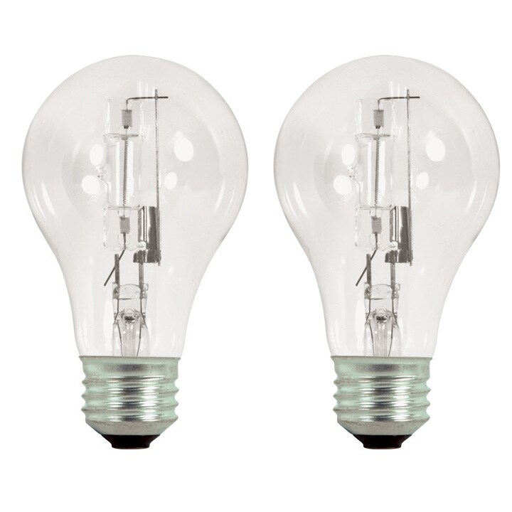 Satco S2404 72w 120v A-Shape A19 Clear Dimmable eXcel Halogen Light Bulb - 2 Pack