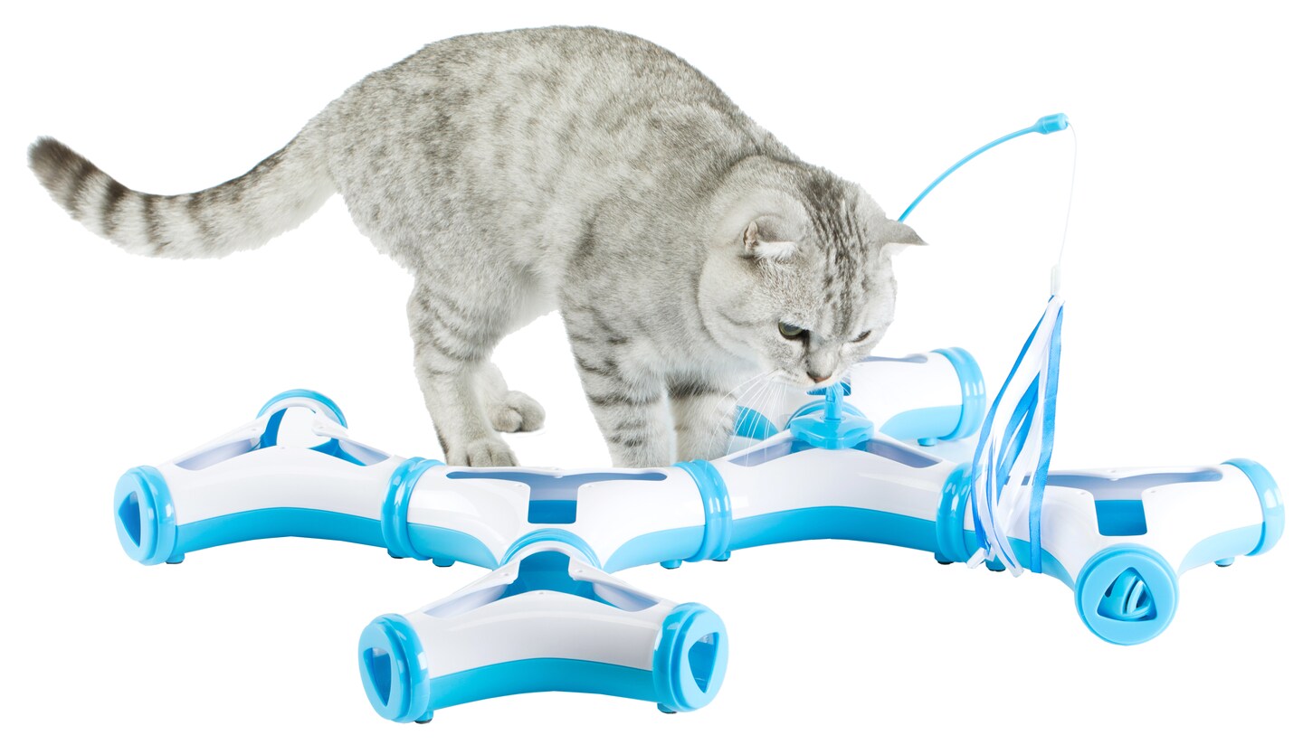 Configurable Interactive Cat Toy with Spring Feather Teaser