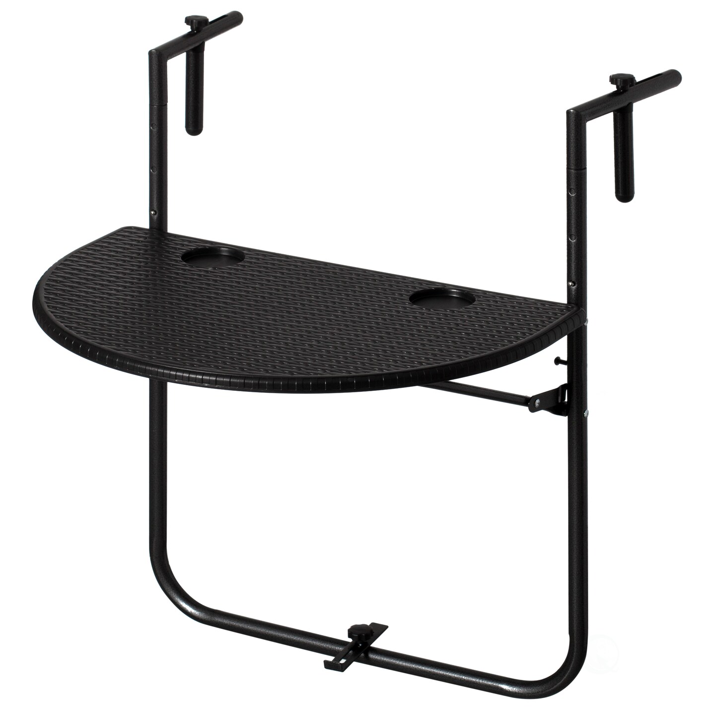 Indoor and Outdoor Rattan Decorative Plastic Foldable Balcony Table, Black