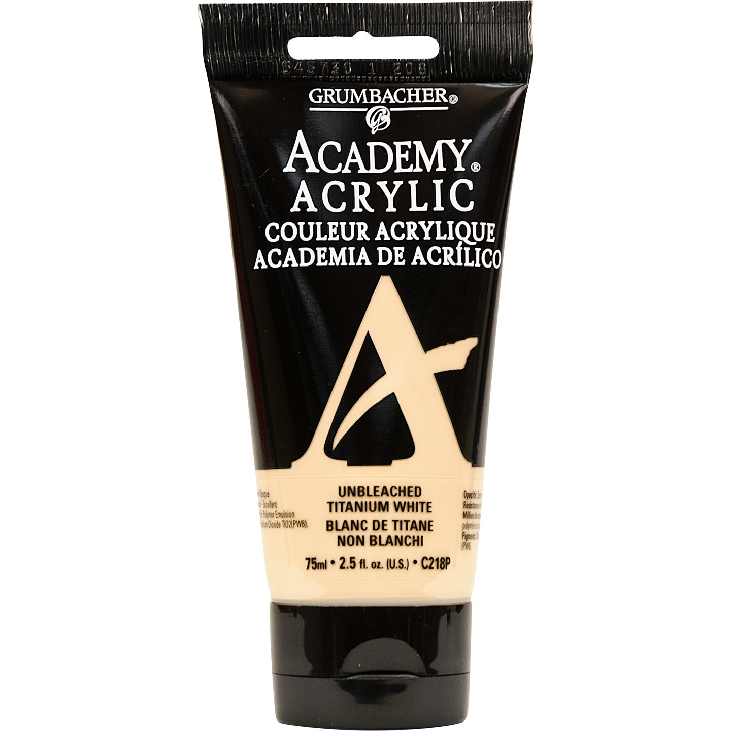 Grumbacher Academy Acrylic, 75Ml Tube, Unbleached Titanium White