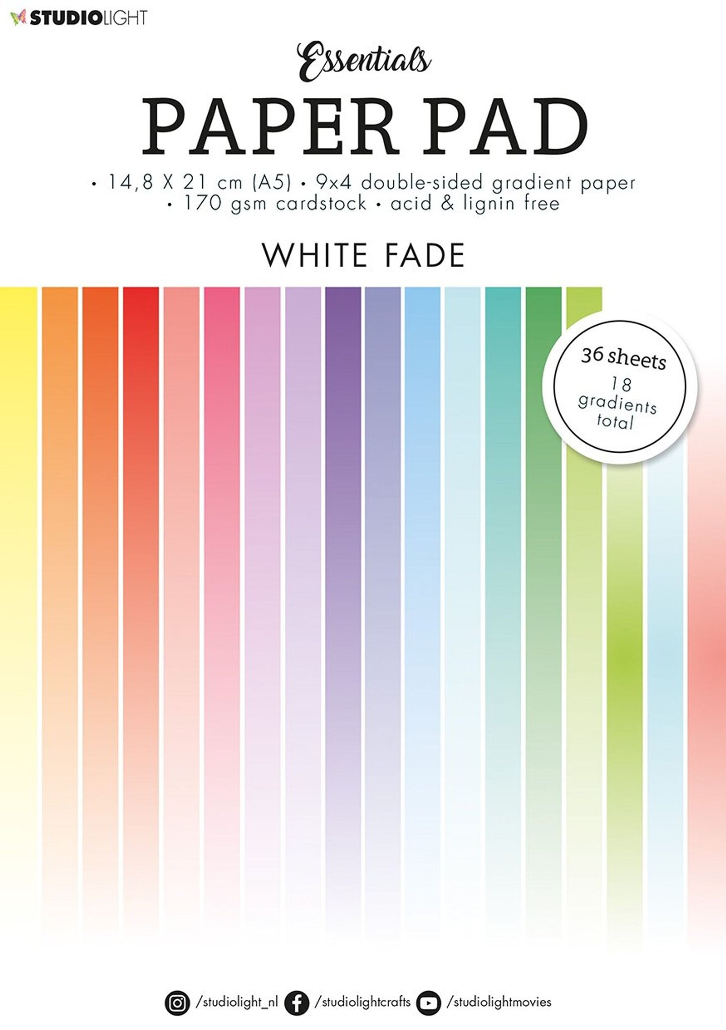 Studio Light SL Paper Pad Double Sided White Fade Gradients Essentials ...