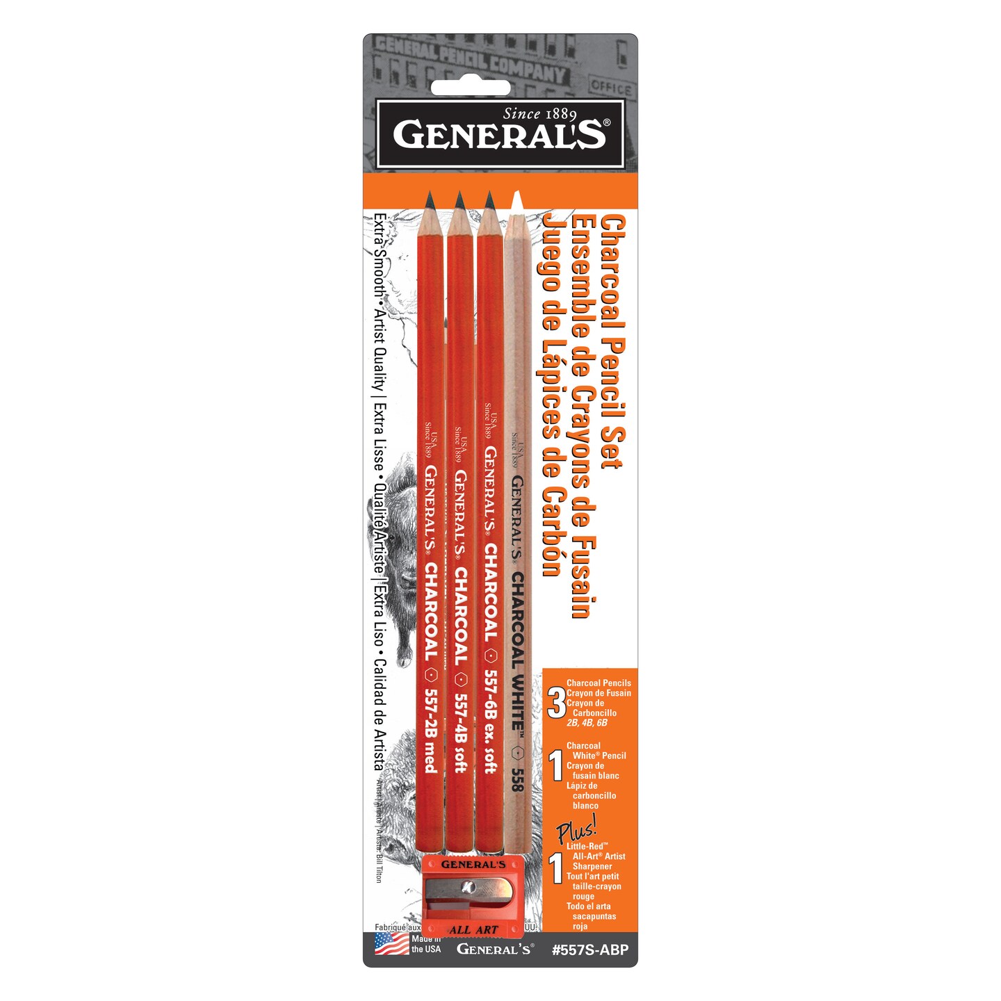 General Pencil Charcoal Pencil Set, 5-Pieces
