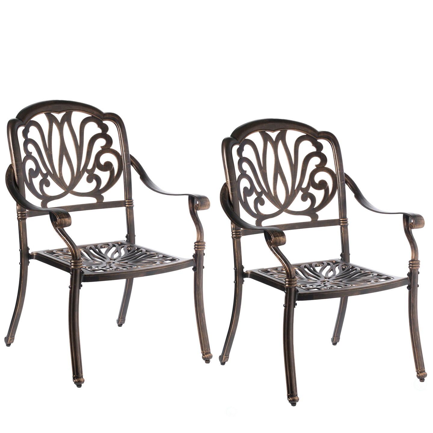Indoor and Outdoor Bronze Dinning Set 2 Chairs with 1 Table Patio Cast Aluminum.