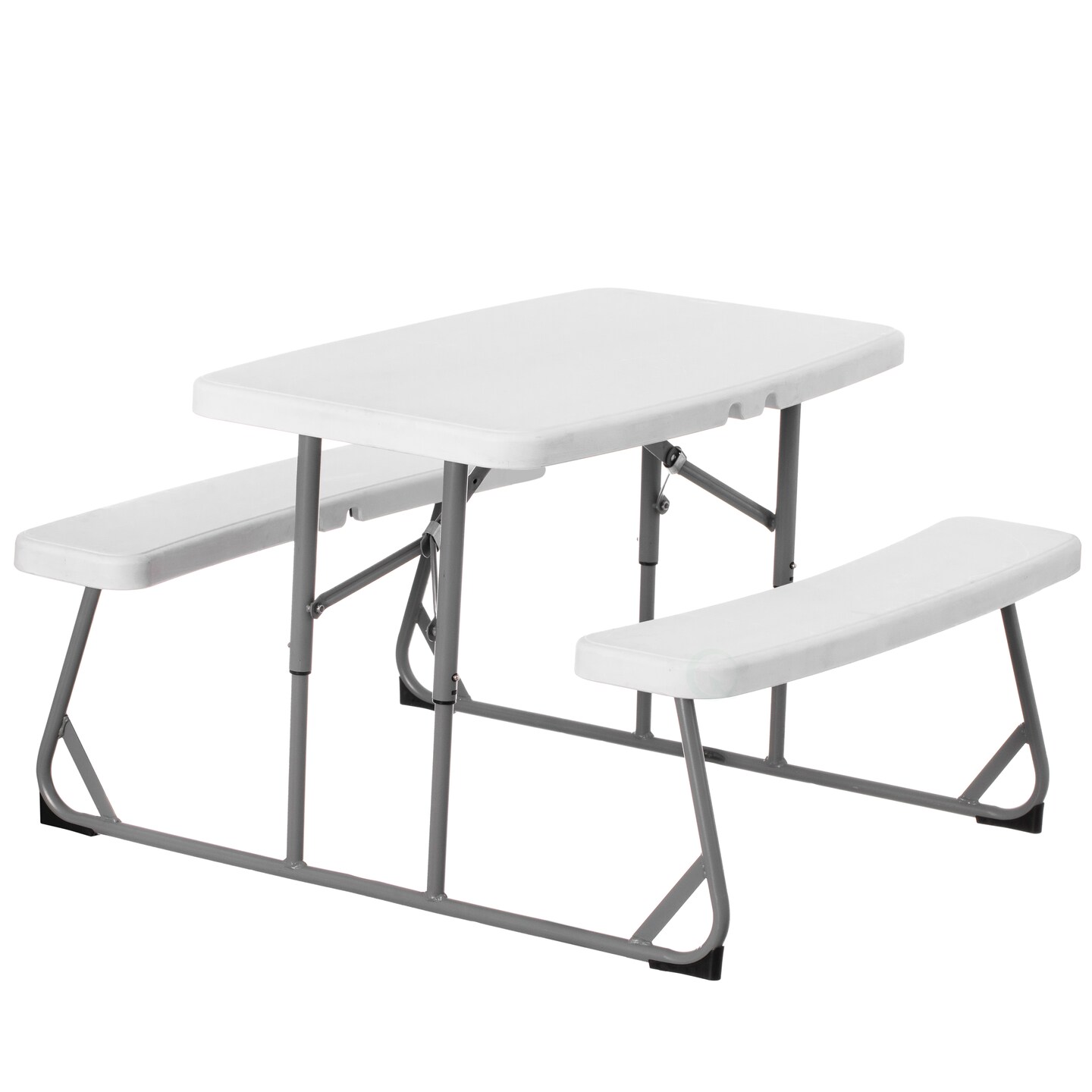 Foldable White Kids' Picnic Table Bench Outdoor Portable Children's Backyard Table, Crafting, Dining, and Playtime Patio Table