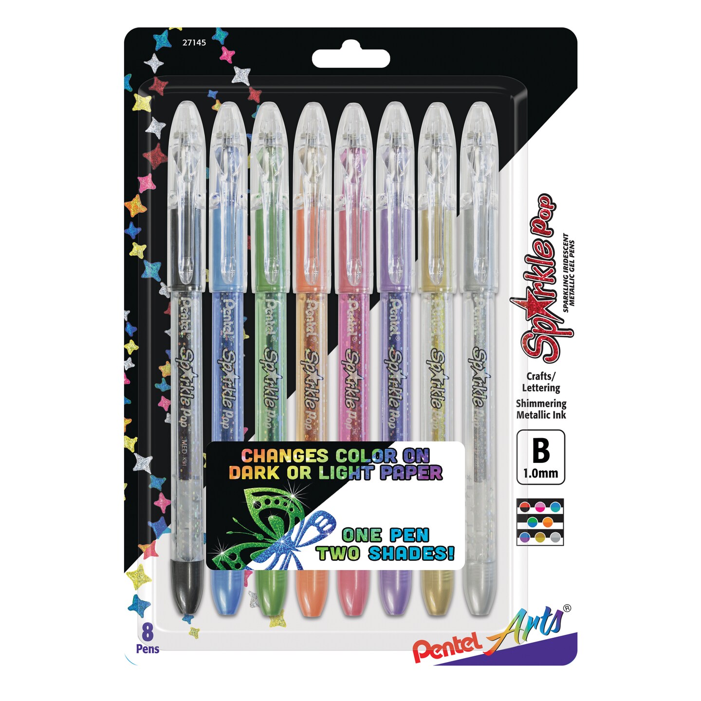 Pentel Sparkle Pop Metallic Gel Pen Set, 8-Colors