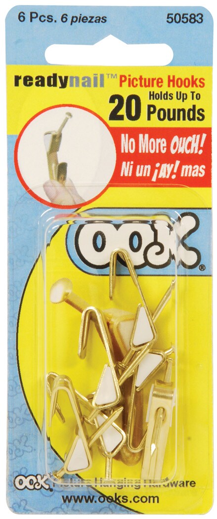 Ook ReadyNail Picture Hangers, 20 lbs., 6/Pkg.