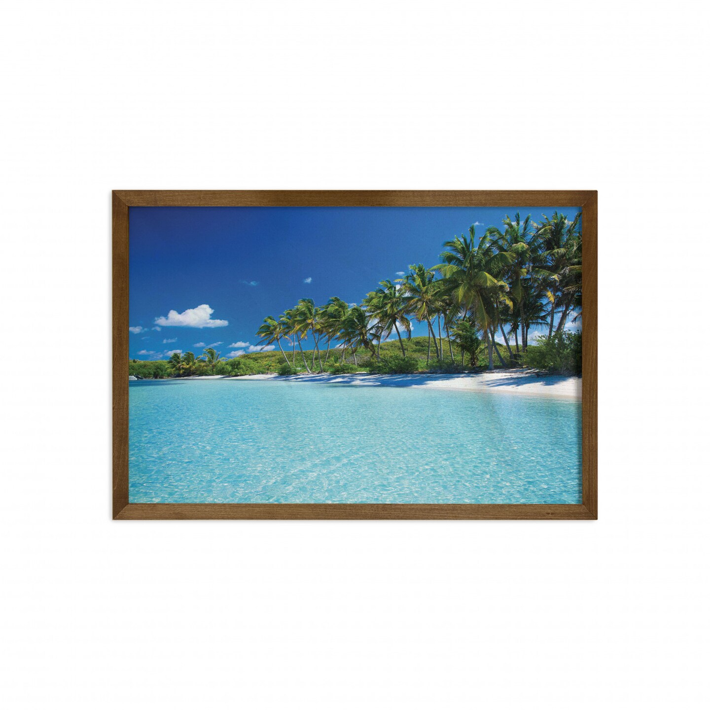 Ambesonne Ocean Framed Wall Art, Relaxing Beach Resort Spa Palm Trees ...