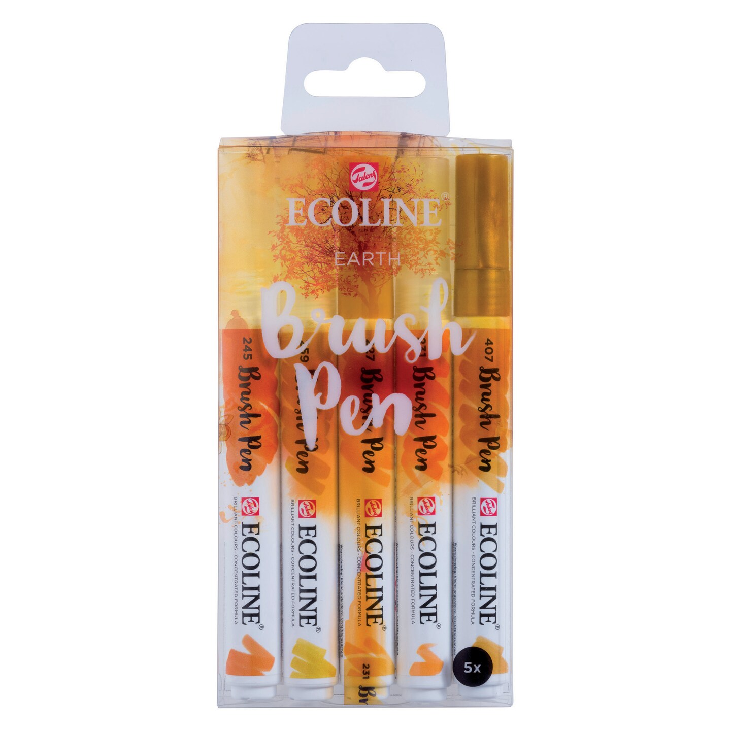 Ecoline Liquid Watercolour Brush Pen Set, 5-Colors, Earth