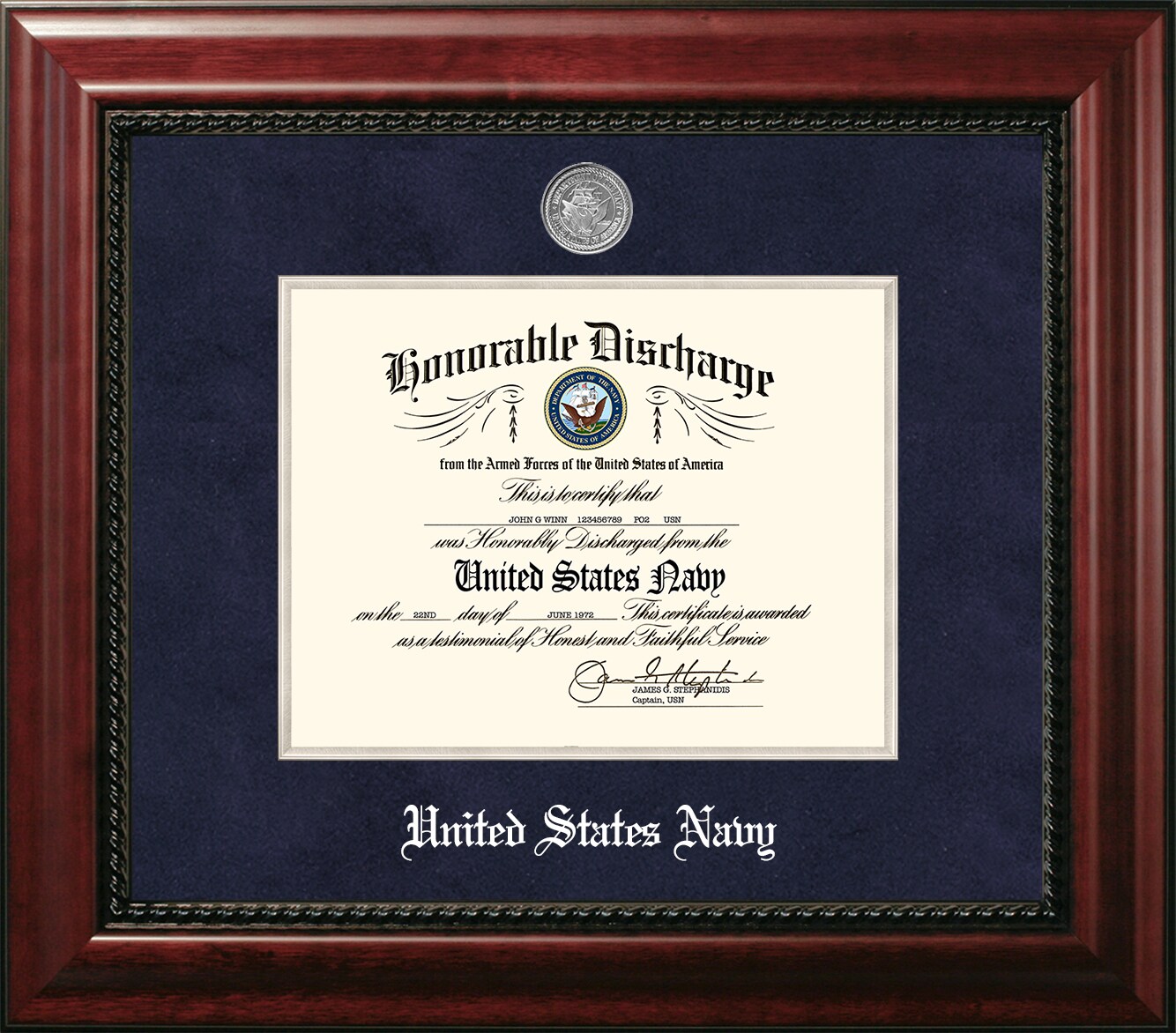 Patriot Frames Navy 8.5x11 Discharge Executive Frame with Silver Medallion