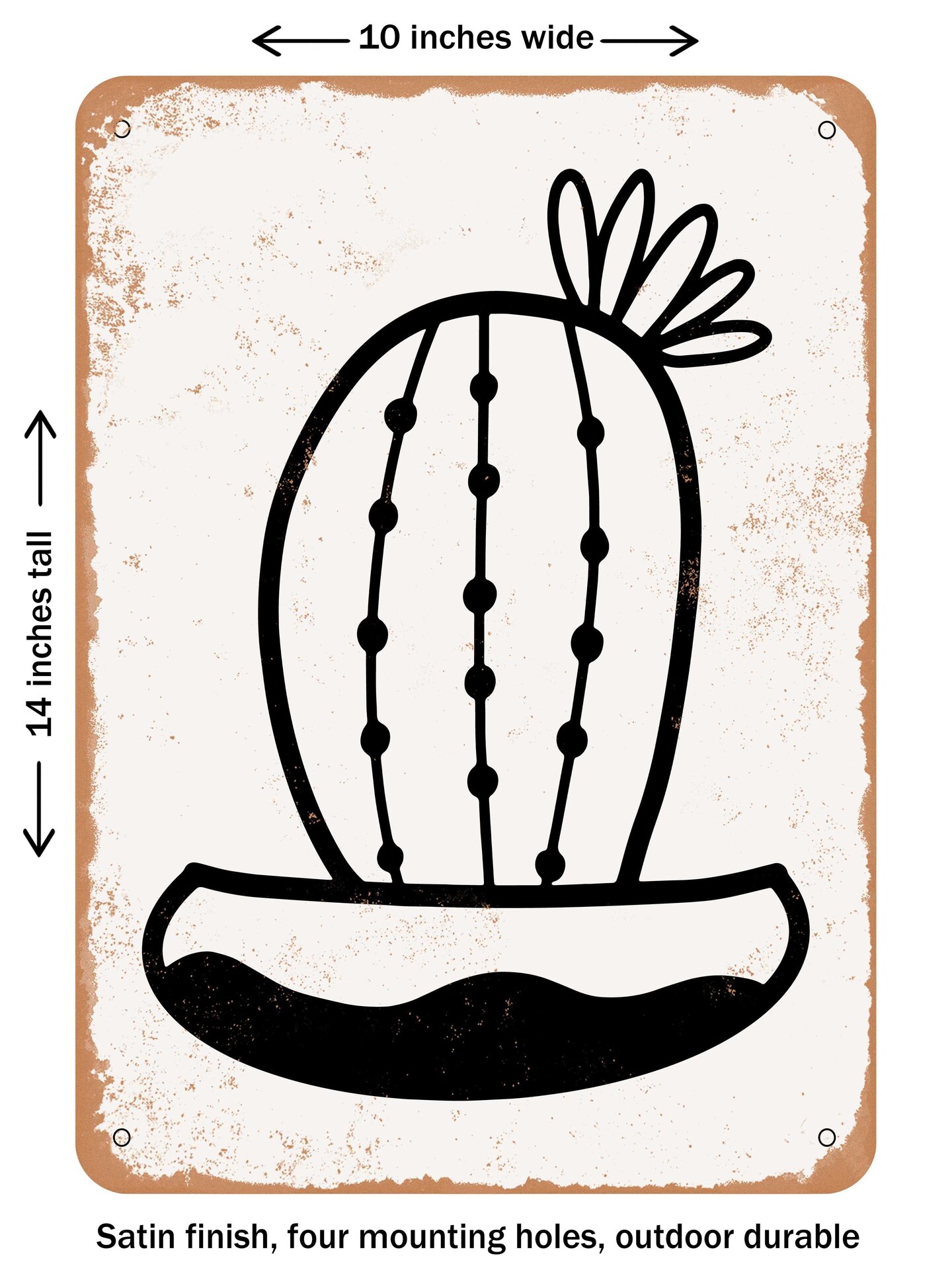 Rustic Cactus Sign DECORATIVE METAL SIGN - Cactus - 3 - Vintage Rusty Look, Size: 10 x 14 ...