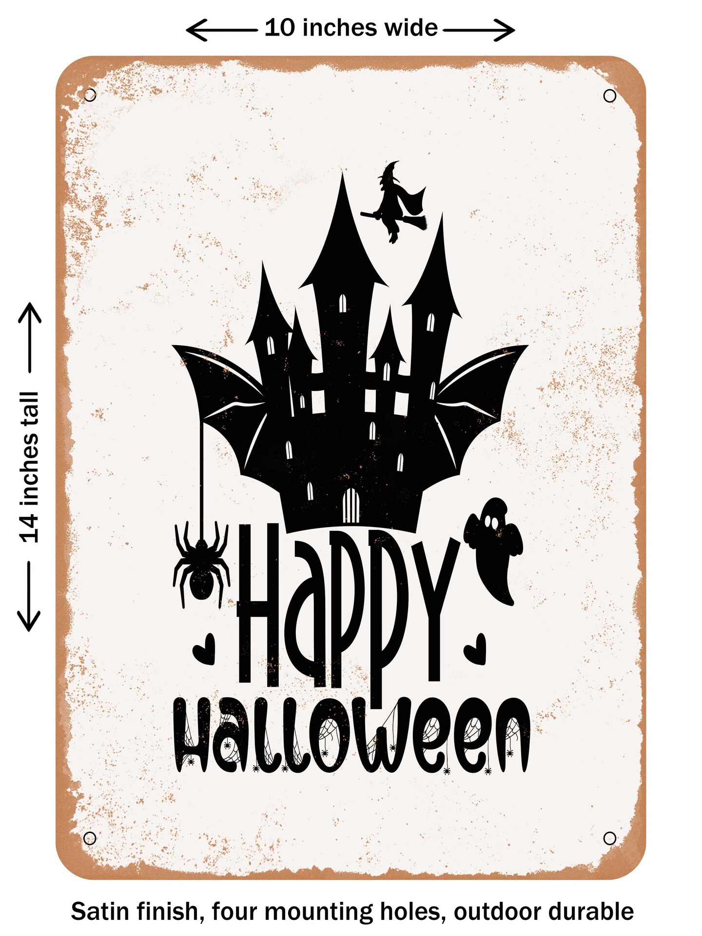 DECORATIVE METAL SIGN - Happy Halloween6 - Vintage Rusty Look